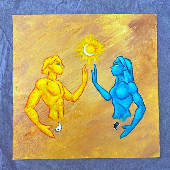 10x10 original acrylic painting soulmates twin flames love romance - Picture 2 of 6